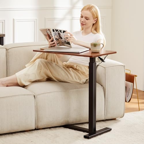 Sweetcrispy Overbed Table, Bedside Table, Storage Shelf | Adjustable Rolling Wheels, Hospital Home Use, Mobile Laptop Desk, Space Saving Frame, Chocolate - color: Chocolate