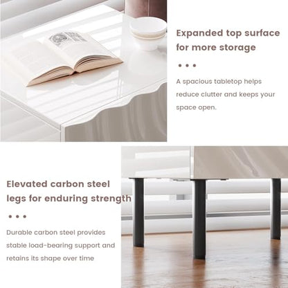Nightstand, Unique Design Modern Side Table, Small Bedside Accent Table with Storage and 4 Metal Legs for Bedroom,Living Room and Small Spaces
