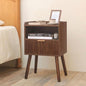Night Stand, Mid Century Modern Nightstand with Fluted Drawers and Open Shelf, Small Accent Bedside Table for Bedroom, Living Room, and Small Spaces (Walnut Brown) - color: Walnut Brown
