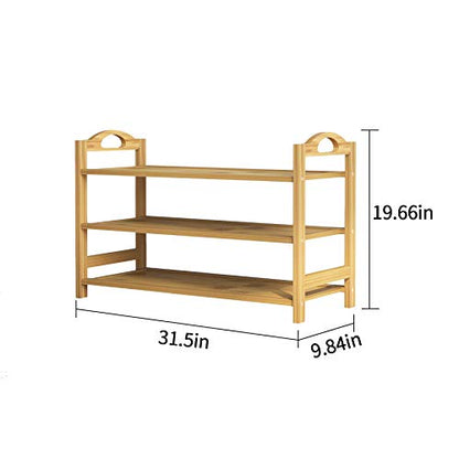 UDEAR Bamboo Shoe Rack 3-Tier Shoe Storage Organizer Entryway Shoe Shelf