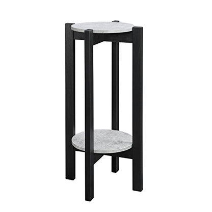 Convenience Concepts Newport Deluxe 2 Tier Plant Stand 14.75" - Modern Industrial Plant or Vase Display Stand for Living Room, Office, Den, Hallway, Faux Cement/Black - color: Faux Cement/Black