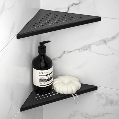 8'' Corner Shower Shelf 2 Pack | 304 Stainless Steel Tiled Shelves for Bathroom, Grout in Shelf, Black - color: Black, size: 8''