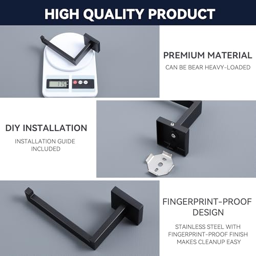 LANC Black Toilet Paper Holder, Bathroom Toilet Paper Roll Holder Wall Mount for Bathroom Kitchen, TP Holder Tissue Roll Dispenser Hanger Stainless Steel, Matte Black Left A8807MB-LF - color: Matte Black, size: Left Hand(Screw)