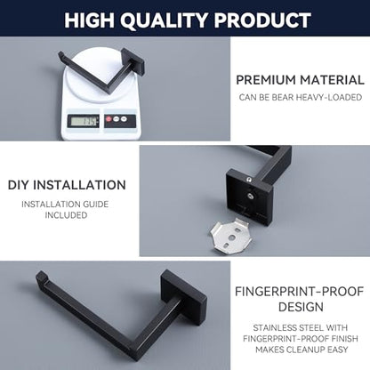 LANC Black Toilet Paper Holder, Bathroom Toilet Paper Roll Holder Wall Mount for Bathroom Kitchen, TP Holder Tissue Roll Dispenser Hanger Stainless Steel, Matte Black Left A8807MB-LF - color: Matte Black, size: Left Hand(Screw)