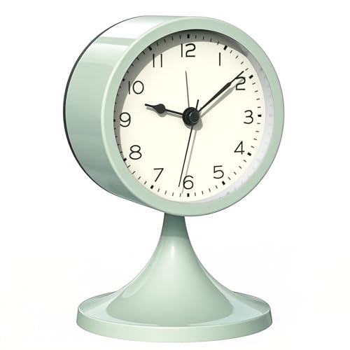 AYRELY® 3" Cute Analog Alarm Clock,Small Retro Table Clock Battery Operated,Slient Metal Desk Clock with Light for Living Room Decor,Bedroom,Bedside,Shelf（Green） - color: Green