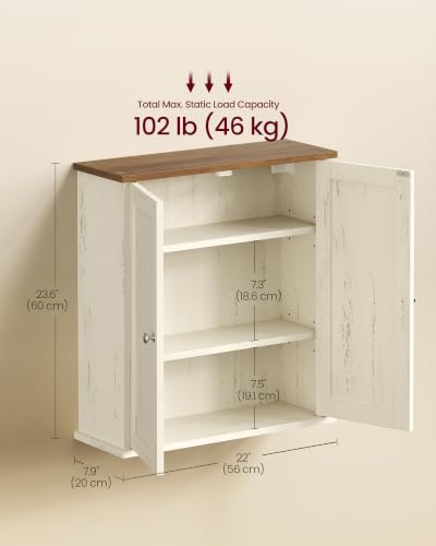 VASAGLE SIREN Collection Bathroom Wall Cabinet, Hanging Storage | Bathroom storage cabinet, for medicines, farmhouse, 2 adjustable shelves, 7.9 x 22 x 23.6 Inches