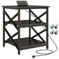 METYERRY 23.6"x23.6" Large Printer Stand with Power Outlet, 3 Tier Cart | Adjustable Shelf, Fits 3D Printers, Laser Printers and Heat Press, 200 lbs Heavy Duty, Industrial Wheels, Home Office - color: Black