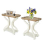 Kinfant Set of 2 Farmhouse Accent End Table with Natural Tray, Solid Wood Frame Rustic Side Table with Shelf, Nightstand for Dinning, Living Room, Bedroom - style: 2-pack-White and Wood