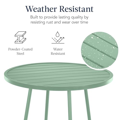 Best Choice Products 3-Piece Patio Dining Set, Bar Height, Outdoor Bistro Set, Outdoor Round Bar Table w/ 2 Bar Stools, Steel - Sage - color: Sage