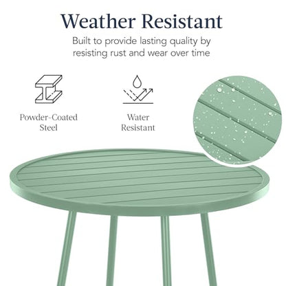 Best Choice Products 3-Piece Patio Dining Set, Bar Height, Outdoor Bistro Set, Outdoor Round Bar Table w/ 2 Bar Stools, Steel - Sage - color: Sage
