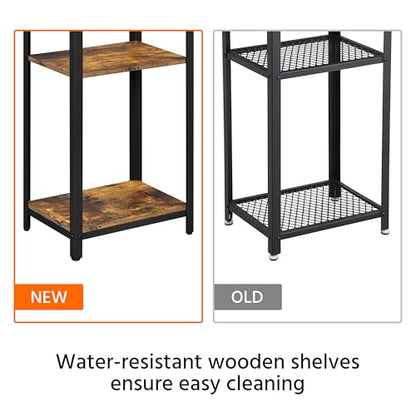Yaheetech Large 3-Tier Tall End Table, 30 Inches High Side Table with Wooden Shelves & Strong Metal Frame for Living Room Small Space, 12 x 16 x 29.5 inches，Rustic Brown - color: Rustic Brown
