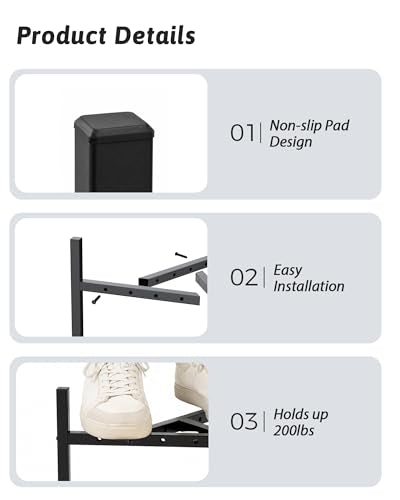GENTINGBRO Metal Plant Stand indoor,Adjustable Modern Plant Stands,Heavy Duty Stable Plant Pot Flower Holder Indoor Outdoor Corner,Fit 8-12" Pot,Black
