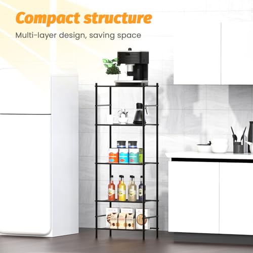 Abiglifty Storage Shelves, 5 Tier Metal Shelf Organizer, Garage Shelving with Adjustable Leveling Feet, Shelves Organizer for Bathroom, Closet, Garage, 18" x 12" x 57", Black - size: 5 Tier