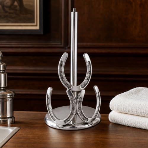 Arthur Court Horseshoe Paper Towel Holder - Decorative Aluminum Equestrian Kitchen Accessory - 12.5 Inch Tall - size: Horseshoe