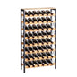 VEVOR 48 Bottle Wine Rack,8-Tier Iron Wine Bottle Holder with Wood Table Top,Freestanding Floor Display Wine Storage Shelves,for Kitchen Pantry, Cellar, Bar, Dining Room,26''L X 9.3''W X 46.9''H - size: 48 Bottles