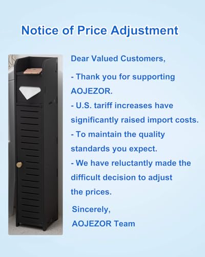 AOJEZOR Small Bathroom Storage Cabinet: Protect Rental Deposit for Renters - color: Black