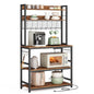 VASAGLE Bakers Rack with Power Outlet, Microwave Stand, Kitchen Tall Utility Storage Shelf, with Metal Wire Panel, 14 Hooks, 15.7 x 31.5 x 66.9 Inches, Rustic Brown and Ink Black UKKS025B01 - color: Rustic Brown + Ink Black, size: 31.5"W