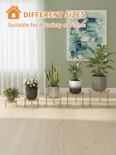 5 Pack Metal Plant Stand, Sturdy Tiered Display Rack for Indoor Outdoor Patio Home Garden - color: Diamond-Gold