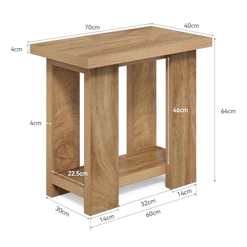 LITTLE TREE 2-Tier Side Table, Farmhouse End Table with Storage Shelves, Small Nightstand Wooden Beside Table Bed Side Table for Small Spaces, Living Room, Bedroom, Light Brown - color: Light Brown