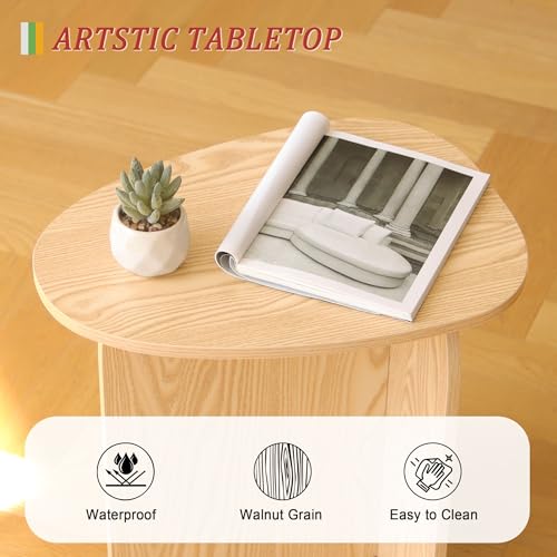 AWASEN Small Side Table, Mini End Table Living Room, Natural | Modern Accent Table with Unique Tabletop, Short Bedside Table for Small Spaces - color: Natural