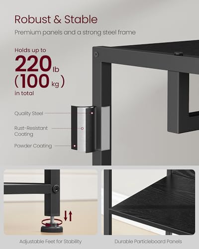 VASAGLE Coat Rack, Freestanding Hall Tree with Shelves, Hanging Rail, and Hooks, Space-Saving Coat Stand, Steel Frame, for Clothing, Bags, Hats, Ink Black and Charcoal Gray URCR061BD03 - color: Ink Black + Charcoal Gray, style: Industrial