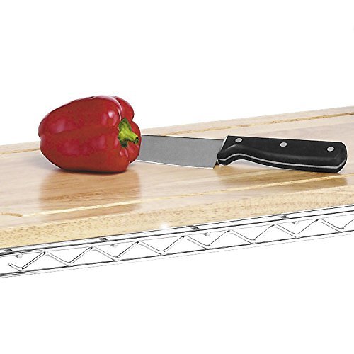 Whitmor Supreme Baker’s Rack with Food Safe Removable Wood Cutting Board - Chrome - color: 14.0"l X 36.25"w X 55.25"h