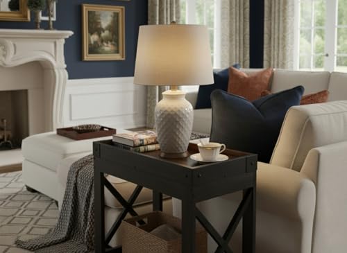 Narrow Side Table, End Table,Sofa Side Table, End Table Nightstand for Bedroom, Living Room, Small Spaces - color: Black, style: Farmhouse
