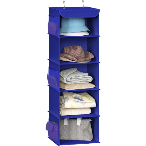 Simple Houseware 5 Shelf Hanging Closet Organizer, Dark Blue - color: Dark Blue, size: 5 Shelf