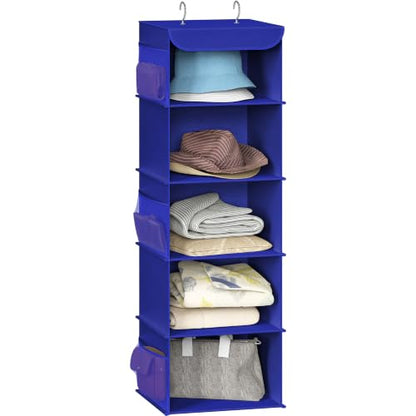 Simple Houseware 5 Shelf Hanging Closet Organizer, Dark Blue - color: Dark Blue, size: 5 Shelf