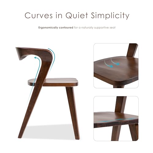 Furniture of America Nazaen III Mid-Century Modern Wood 21.5-inch Side Chairs with Rounded Backrest and Semi-Handmade for Home Kitchen, Dining Room, Rich Walnut (Set of 2) - color: Rich Walnut, size: Style 3