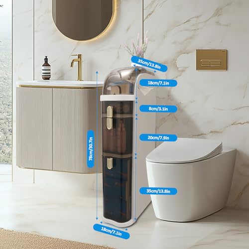 Bathroom Floor Cabinet, Narrow Bathroom Storage Cabinet, Mobile and No Installation Required, Perfect for Small Space Laundry Rooms, Toilet Areas and Living Room Gaps - size: 3-Tiers