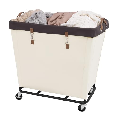 StorageWorks 320L Laundry Basket with Wheels, Rolling Hampers for Clothing - color: Beige, size: 320L