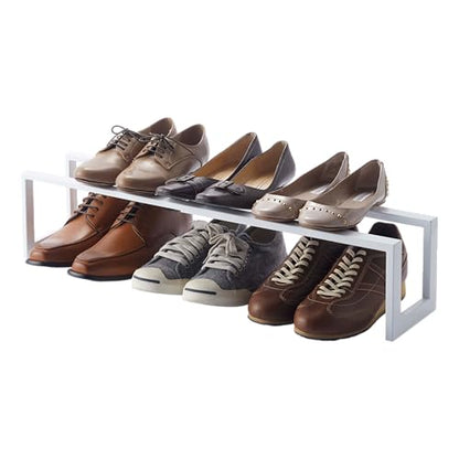 YAMAZAKI Home Line Expanding Shoe Rack, Metal, Adjustable - Single, 6" - Steel - Holds 4 To 8 Shoes - color: White, size: Single