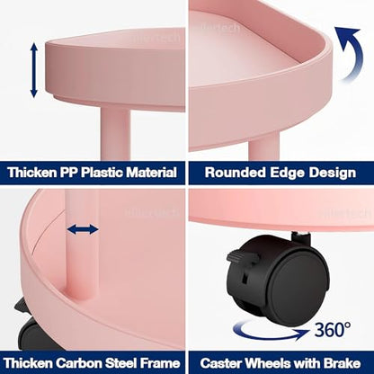 Side Table with Wheels, End Table Living Room Plastic Mobile Sofa Side Table Small Night Stand Bedroom Pink - color: Pink, size: 1 Pack