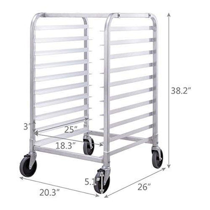 Giantex 10 Tier Aluminum Bakery Rack, Commercial Kitchen Bun Pan Sheet Pan Rack, Mobile Bakers Trolley with Storage Cooling Racks and Lockable Casters
