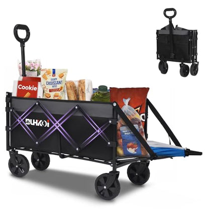Foldable Wagon with Tailgate,12 lb Lightweight Small Utility Cart | Garden, Grocery, Beach, Camping, Portable Use, Gray - color: Black Gray