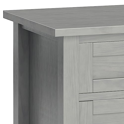 SIMPLIHOME Warm Shaker Bedside Table - 24 inch Wide Solid Wood Nightstand in Fog Grey, Transitional Bedroom Side or End Table with 2 Drawers, Open Shelf Storage and Brushed Nickel Hardware - color: Fog Grey