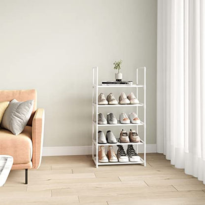 5-Tier Stackable Shoe Rack, Narrow Shoe Stand for 10-12 Pairs Shoe and Boots Organizer Storage Shelf Space Saving for Closet, Entryway and Hallway(White) - size: 5-Tier(White)-Narrow