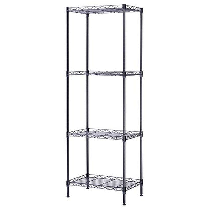 FOXHOLE 4-Tier Wire Shelving Unit Black Metal Storage Rack 17.72" W x 11.81" D x 49.61" H - size: 17.72" W x 11.81" D x 49.61" H