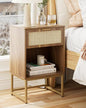 Masupu Rattan Nightstand,Modern Night Stand Boho Farmhouse Wood Bedside Table with Storage Drawer Side End Table for Bedroom, Office,Walnut Brown - color: Rattan-walnut Brown