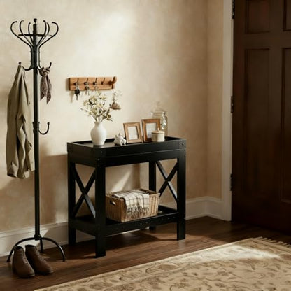 Narrow Side Table, End Table,Sofa Side Table, End Table Nightstand for Bedroom, Living Room, Small Spaces - color: Black, style: Farmhouse