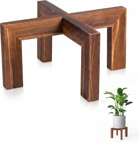 Leaf&lull Wood Plant Stand Indoor Outdoor Wooden Flower Pot Plant Holder Heavy Duty Low Plant Riser Plant Stool for Corner Living Room Fits 8 to 12 Inch Pots 1 Pack - size: 1 Pcs