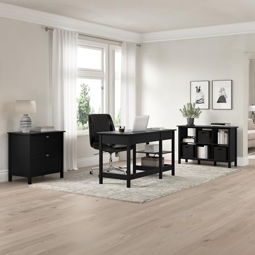 Bush Furniture Broadview Desktop Organizer in Classic Black | Storage for Home Office Workspace