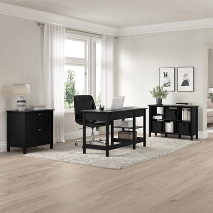 Bush Furniture Broadview Desktop Organizer in Classic Black | Storage for Home Office Workspace