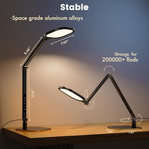 Desk Lamp for Home Office, 1200LM Computer Zoom Lighting with CRI >95, Memory & Timer Function, Dimmable Desktop Ring Light for Video Calls, Conference, Reading, Streaming, Podcasting, 3000K-6500K - color: Black - 1 Pack