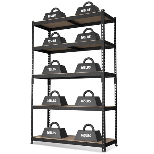 WORKPRO Shelving with MDF Board, 35-3/10”W x 17-1/2”D x 72”H, 1650LBS Load - color: Black, size: 35.3W x 17.5"D x 72"H