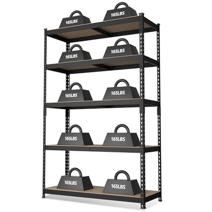 WORKPRO Shelving with MDF Board, 35-3/10”W x 17-1/2”D x 72”H, 1650LBS Load - color: Black, size: 35.3W x 17.5"D x 72"H