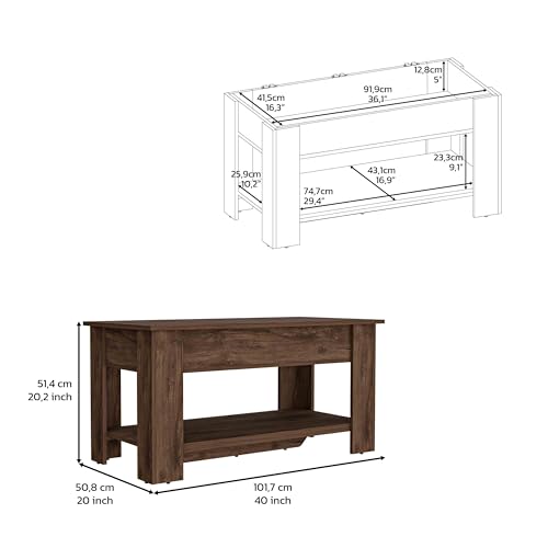 Storage Table, Four Legs, Lower Shelf, Dark Brown