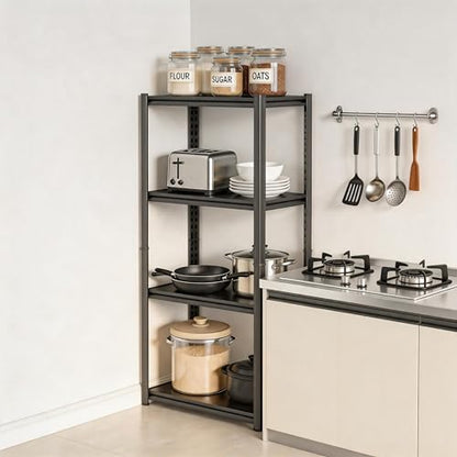 4 Tier Kitchen Storage Shelf, Kitchen Organizers Space Saving All Steel Freestanding Rack, Heavy Duty Metal Shelving Unit, Adjustable Open Shelf for Pantry Organizers and Storage 19.7"W×13.8"D×54.3"H - size: 4 Tier 19.7"W×13.8"D×54.3"H