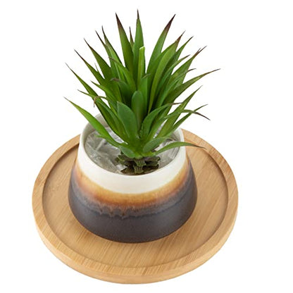 6.5 inch Modern Plant Stand & 5.5" Bamboo Saucer, Mid-Century Planter Holder, Plant Saucer, Round Bamboo Tray for Flower Pot, Planter Pot Tray, Prevent The Floor Wet, Not Include Planter Pot - size: 6.5"